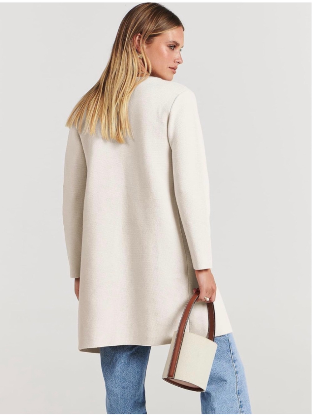 Women's Caracilia Open Front Cardigan Sweater Off White Size L - Picture 3 of 10